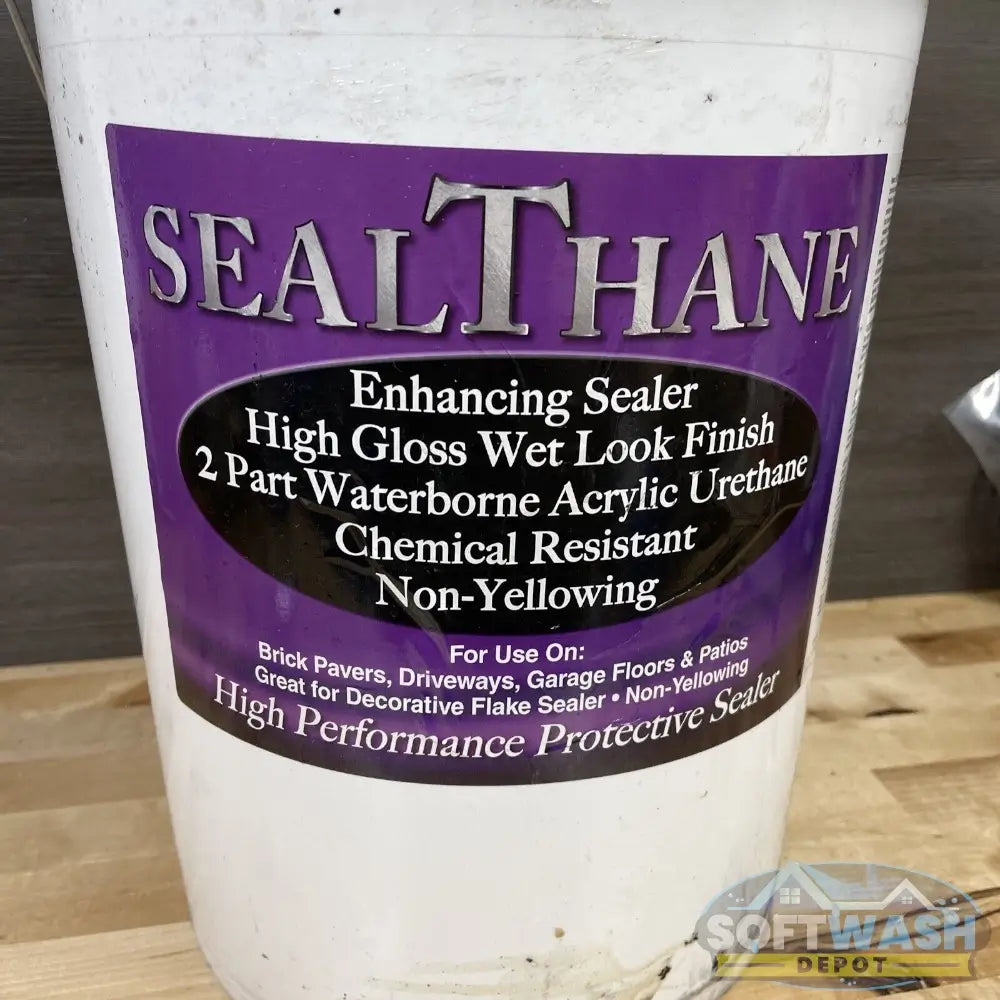 Sealthane 2-part urethane sealer 5-gallon kit, high-gloss wet look concrete and paver sealer for long-lasting surface protection - Soft Wash Depot.