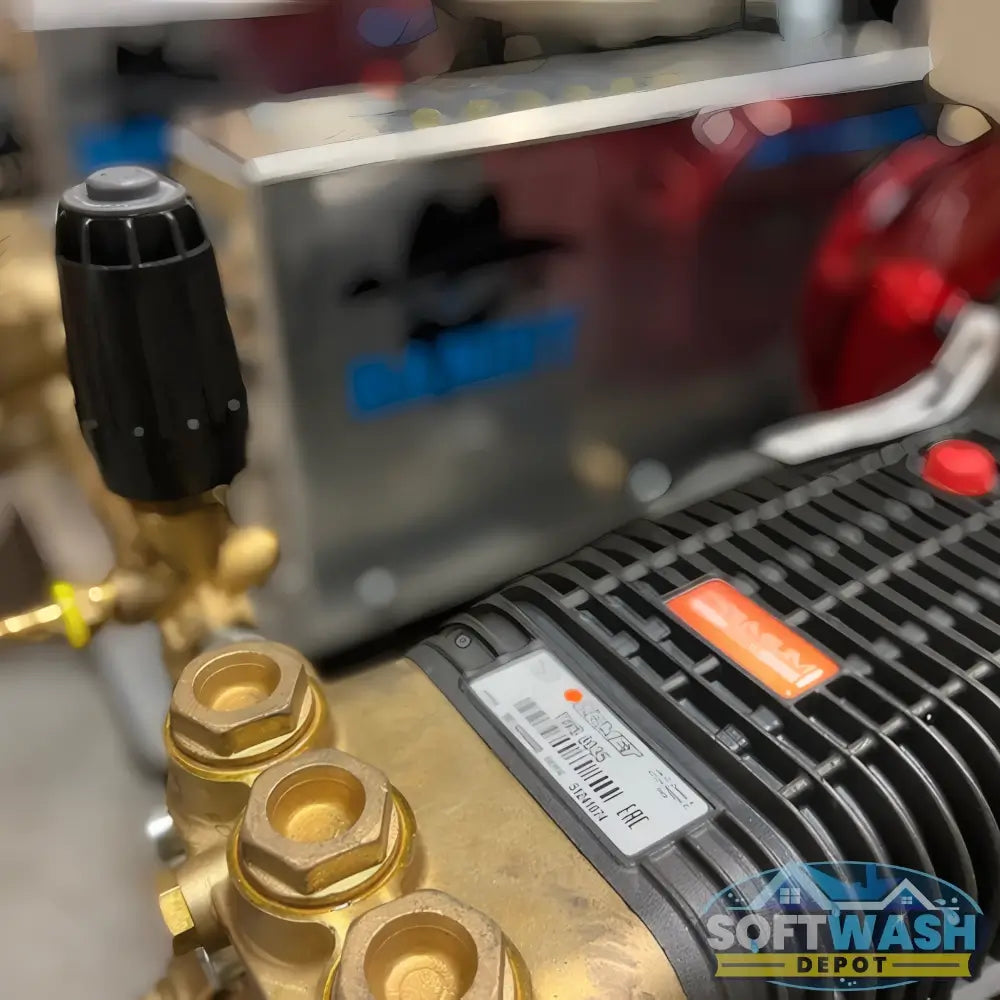 Soft Wash Depot 8 GPM at 2500 PSI pressure washer system featuring a Honda GX390 engine and Comet pump mounted on an aluminum skid - professional soft wash and pressure cleaning equipment. - Soft Wash Depot