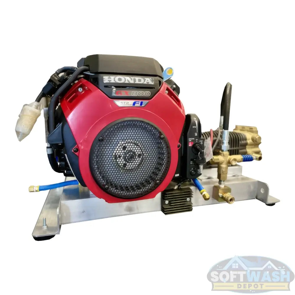Soft Wash Depot 8 GPM 4000 PSI commercial pressure washer powered by Honda IGX800 engine, belt drive system with high-performance pump for professional cleaning - Soft Wash Depot.