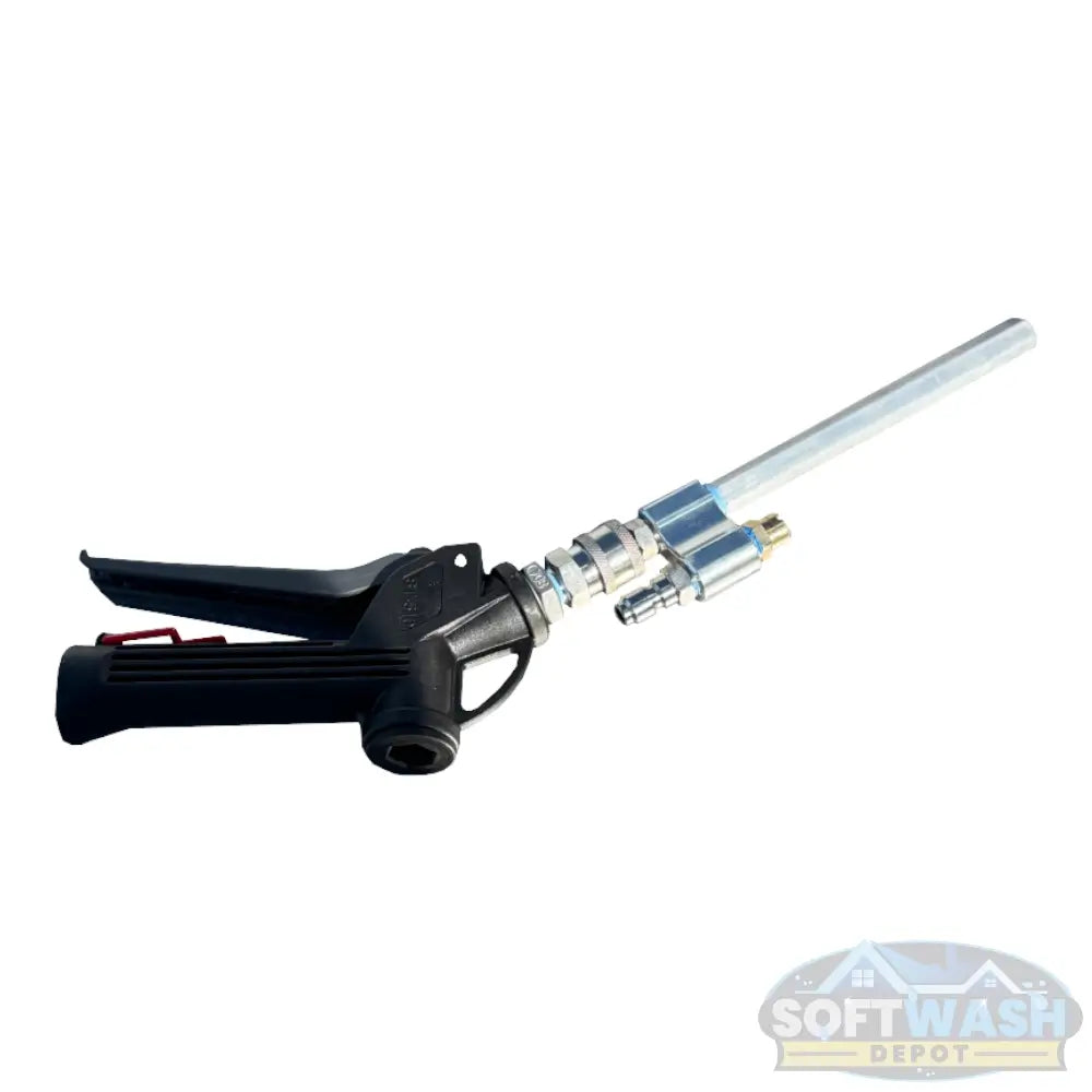 Suttner 510 soft wash gun with Davis shooter tip and soap nozzle, ergonomic trigger spray gun setup for long-range application and controlled chemical rinsing - Soft Wash Depot.