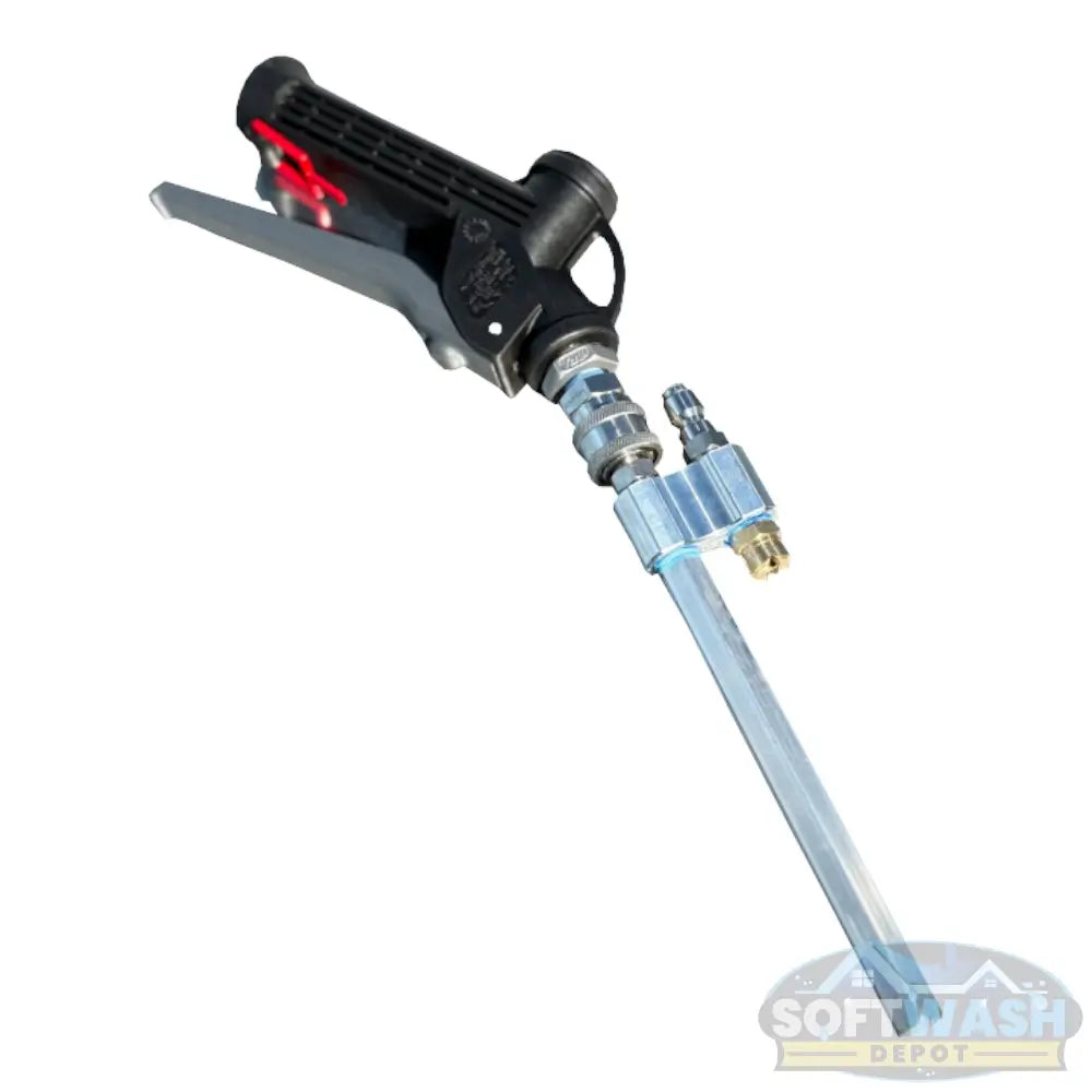 Suttner 510 soft wash gun with Davis shooter tip and soap nozzle, ergonomic trigger spray gun setup for long-range application and controlled chemical rinsing - Soft Wash Depot.