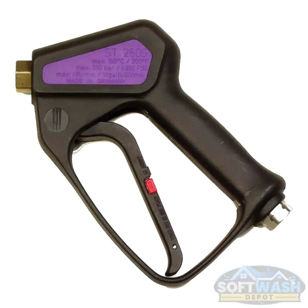 Suttner ST-2605 high-pressure spray gun rated 5,000 PSI and 12 GPM with ergonomic trigger handle. - Soft Wash Depot