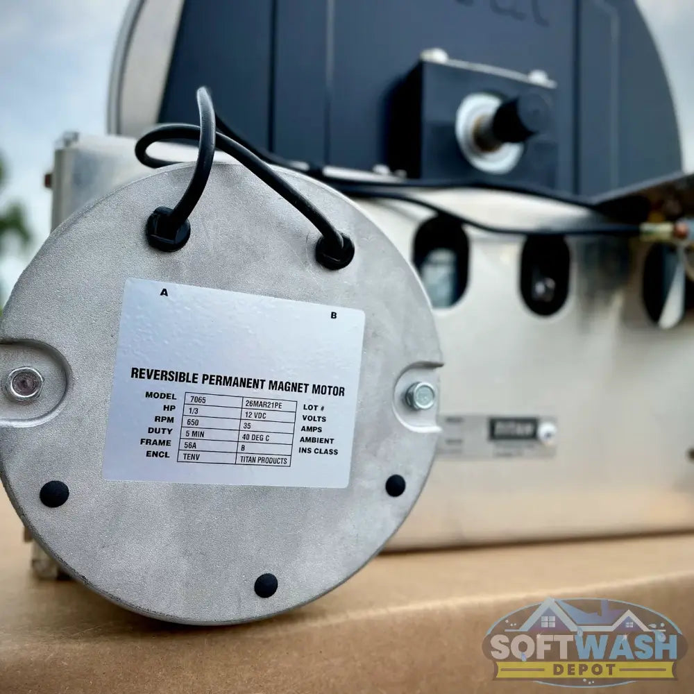 Titan Aluminum Electric Hose Reel - heavy-duty motorized hose reel with stainless steel frame for soft wash and pressure washing systems - Soft Wash Depot.