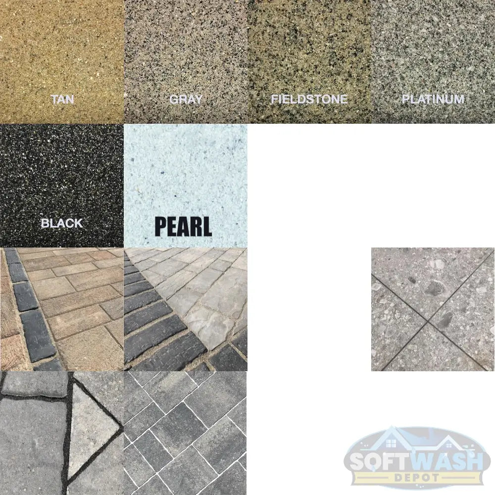 Trident Joint Sand for Segmental Pavement - 50 lb bag of washed, screened, and dried paver joint sand meeting ASTM C-144 standard, ideal for use with Surebond stabilizing sealers - available in Tan, Gray, Fieldstone, Platinum, Black, and Pearl - Soft Wash Depot product photo.