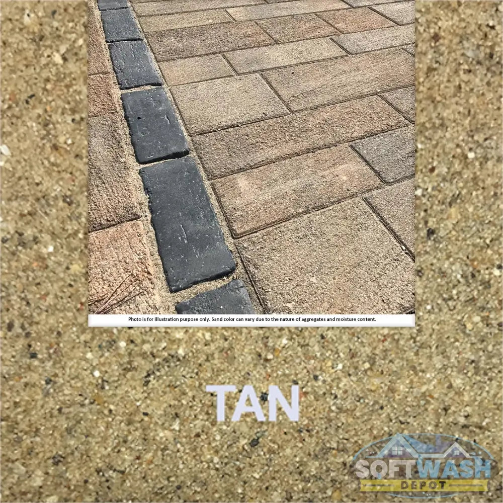 Trident Joint Sand for Segmental Pavement - 50 lb bag of washed, screened, and dried paver joint sand meeting ASTM C-144 standard, ideal for use with Surebond stabilizing sealers - available in Tan, Gray, Fieldstone, Platinum, Black, and Pearl - Soft Wash Depot product photo.