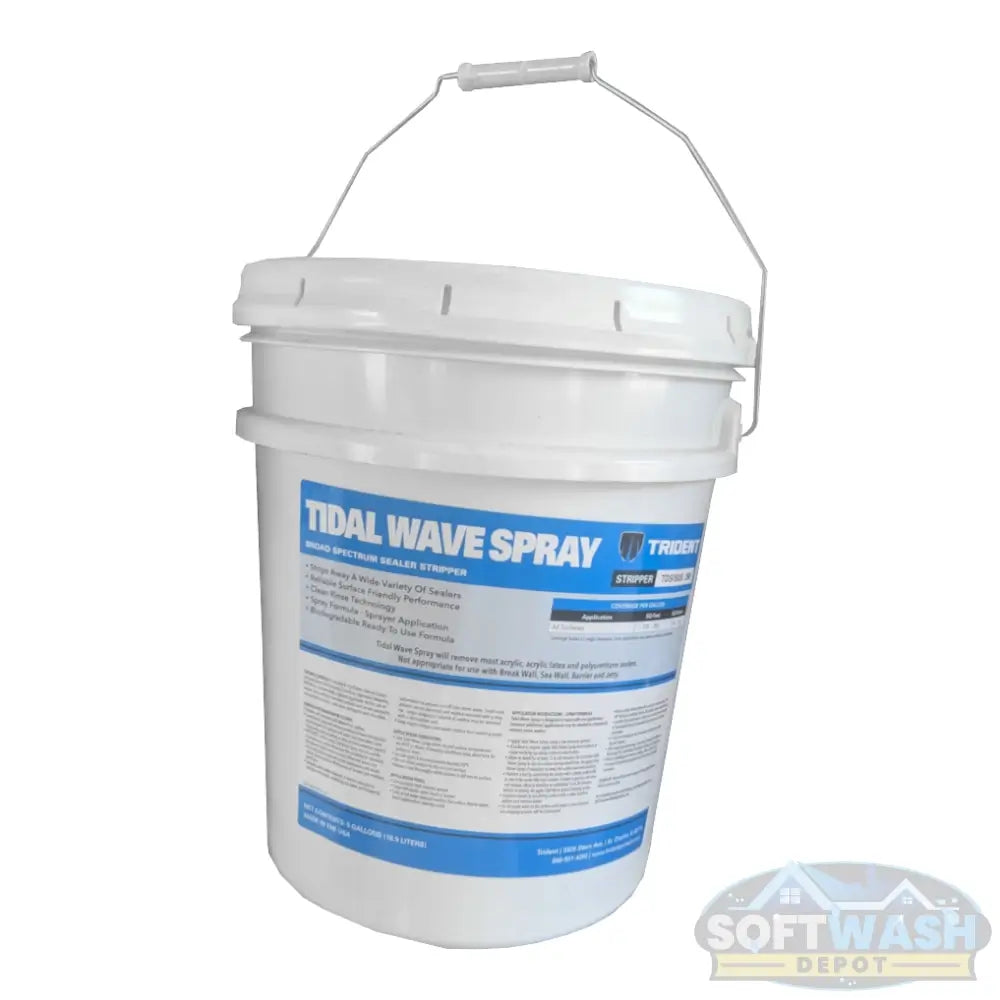 Trident Tidal Wave Sealer Stripper - professional-grade broad spectrum sealer and coating remover for pavers and concrete surfaces - 5-gallon bucket - Soft Wash Depot.