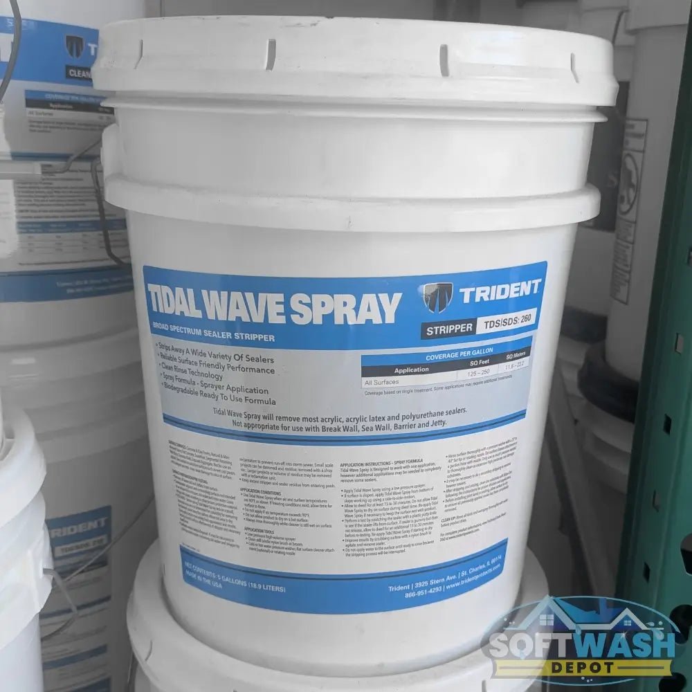 Trident Tidal Wave Sealer Stripper - professional-grade broad spectrum sealer and coating remover for pavers and concrete surfaces - 5-gallon bucket. - Soft Wash Depot