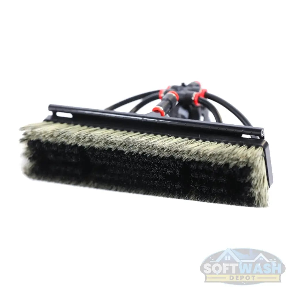 Tucker Alpha Honey Badger water fed brush with rinse bar and dual bristles for solar panel and window cleaning. - Soft Wash Depot