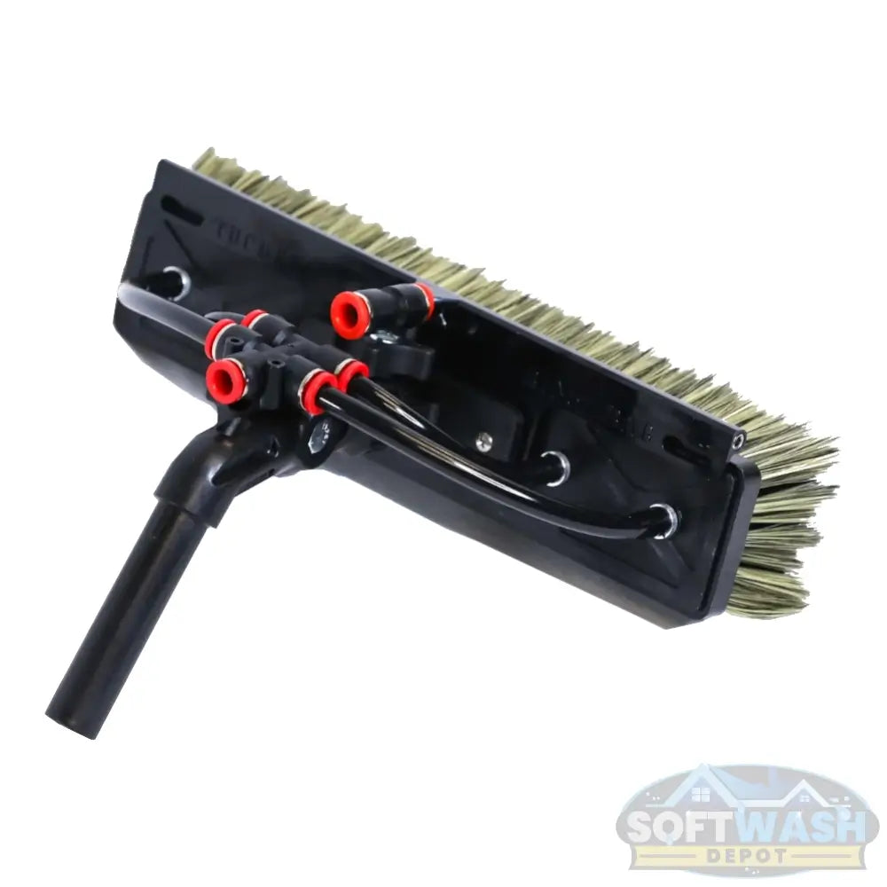 Tucker Alpha Honey Badger water fed brush with rinse bar and dual bristles for solar panel and window cleaning. - Soft Wash Depot