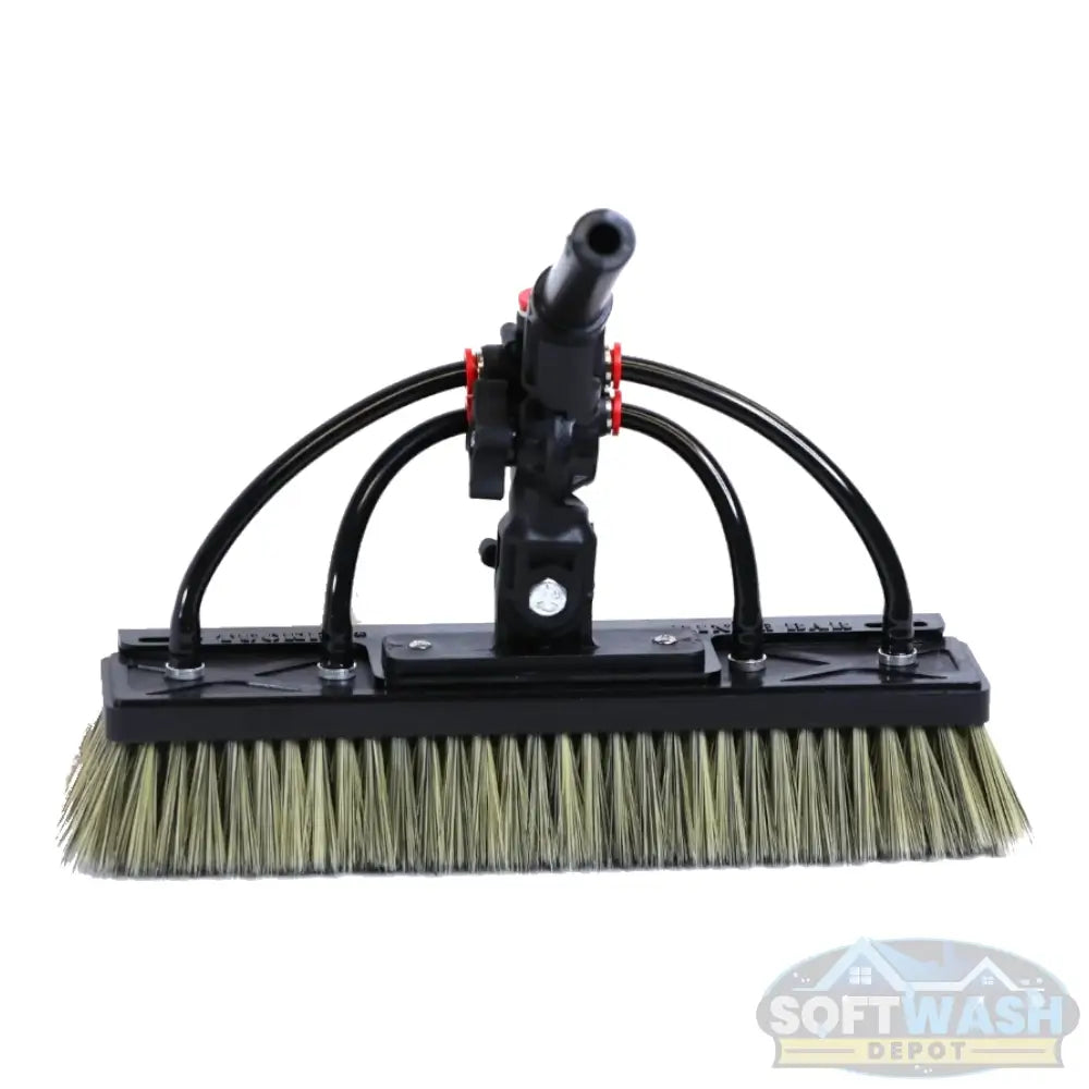 Tucker Alpha Honey Badger water fed brush with rinse bar and dual bristles for solar panel and window cleaning. - Soft Wash Depot