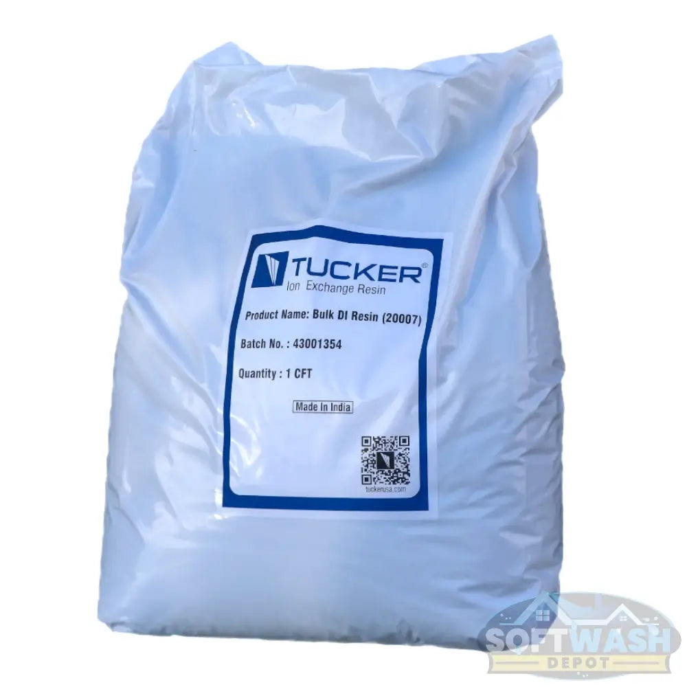 Tucker DI virgin resin 1 cubic foot bag for water filtration and window cleaning.