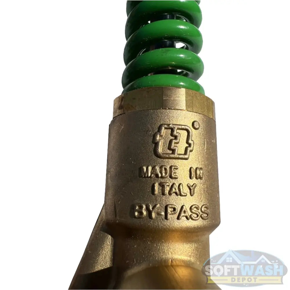 VRT100 Green Spring Brass 1/2" Unloader - high-pressure brass unloader valve with green spring for pressure washer systems, rated for adjustable flow control and pump protection - Soft Wash Depot.