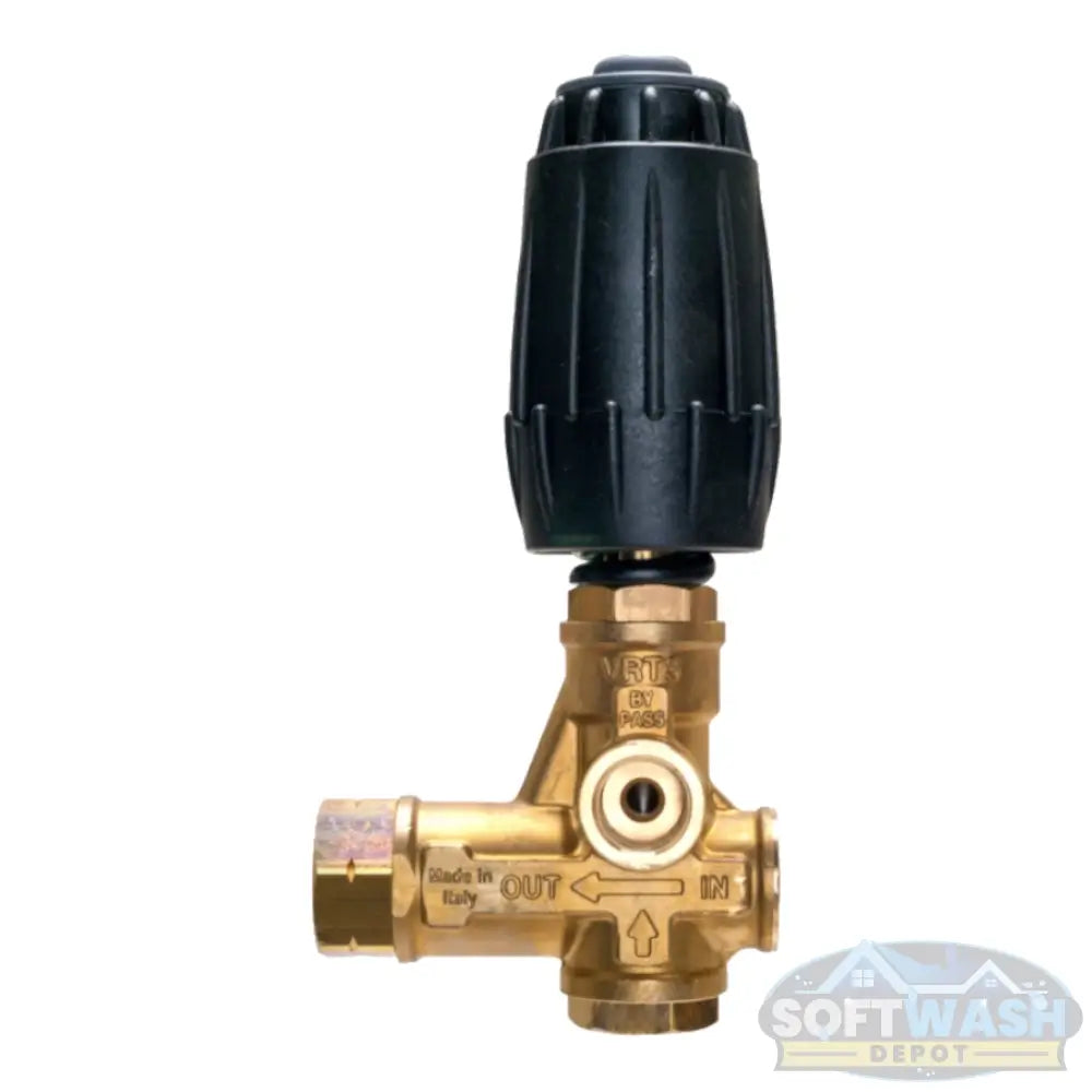 VRT3-310EZ Black Spring Unloader 4200 PSI Pressure Washer - adjustable brass pressure regulating valve with black spring cap for high-pressure washer systems - Soft Wash Depot.