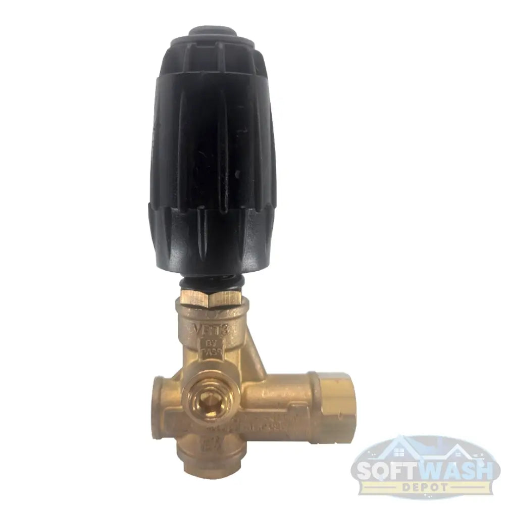 VRT3-310EZ Black Spring Unloader 4200 PSI Pressure Washer - adjustable brass pressure regulating valve with black spring cap for high-pressure washer systems. - Soft Wash Depot