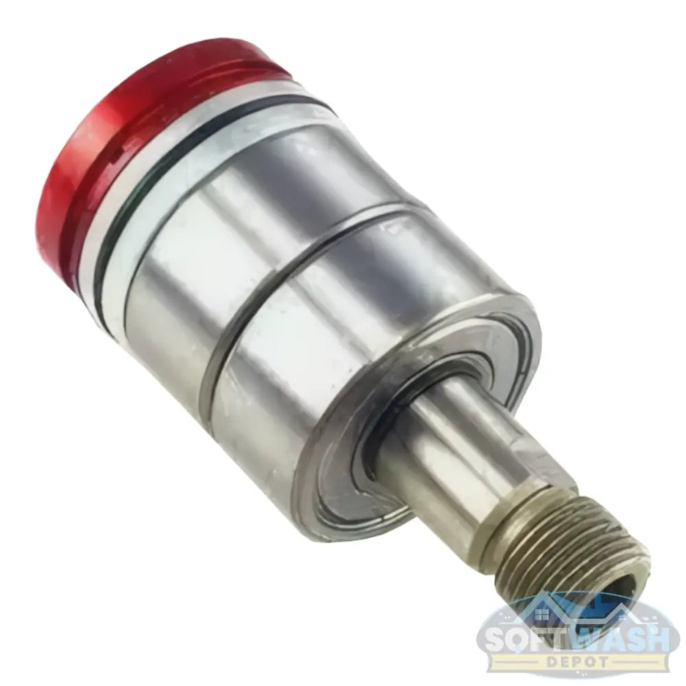 Whisper Wash Major Swivel Repair Kit showing stainless steel swivel assembly with red cap, O-rings, and threaded shaft for surface cleaner repair. - Soft Wash Depot