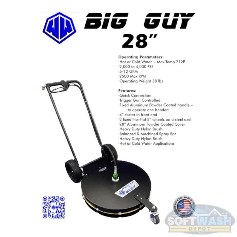 Whisper Wash “Big Guy” 28" surface cleaner with handle and wheels, heavy-duty pressure washing surface cleaner for large concrete and flatwork areas - Soft Wash Depot.
