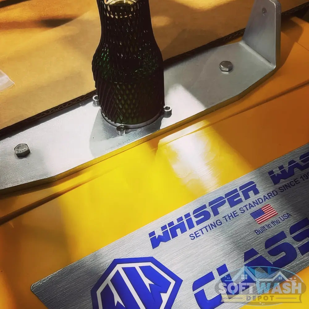 Whisper Wash Classic WW2000 surface cleaner with yellow 20-inch housing, dual-handle assembly, and high-pressure swivel connection for professional flat surface cleaning. - Soft Wash Depot