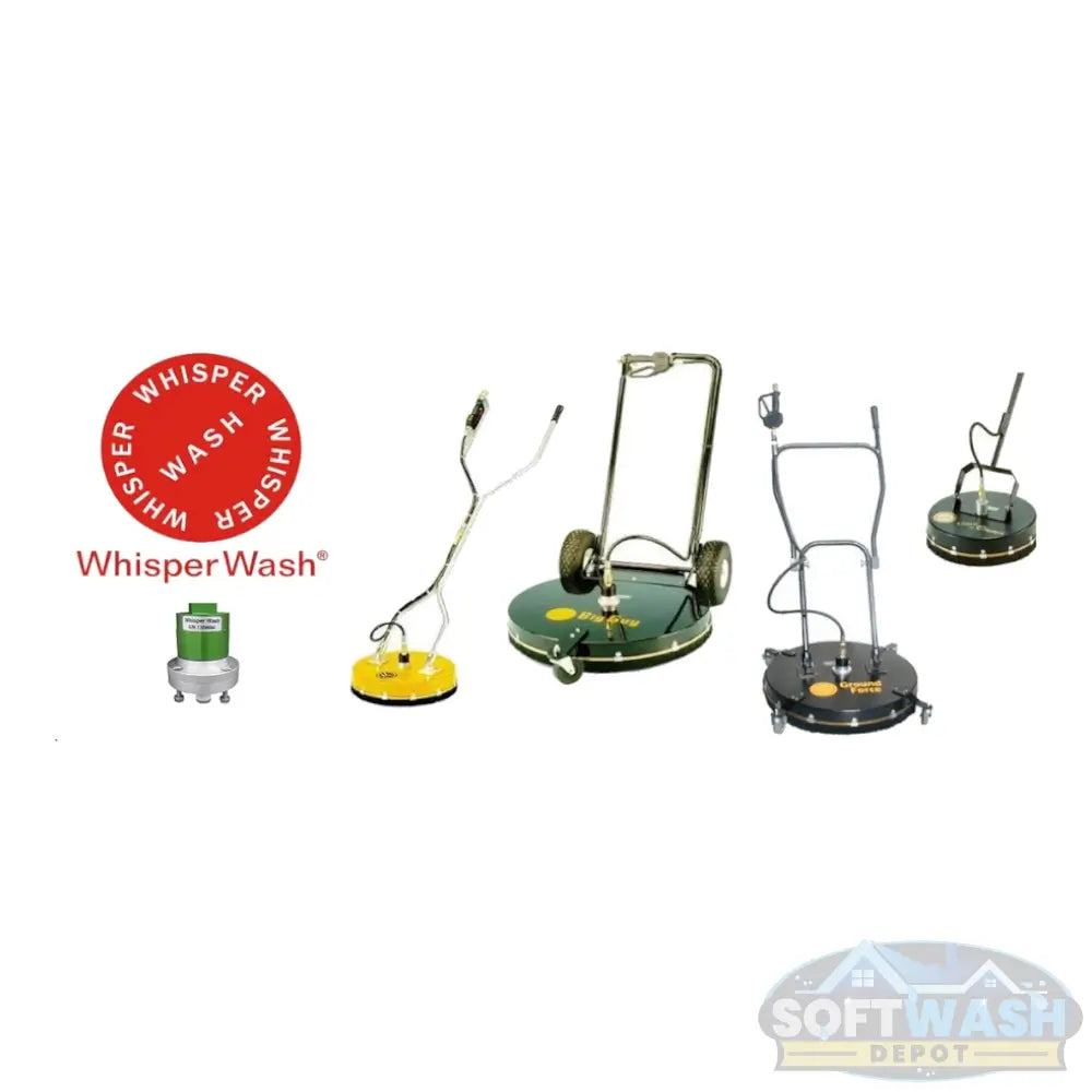 Whisper Wash Classic WW2000 surface cleaner with yellow 20-inch housing, dual-handle assembly, and high-pressure swivel connection for professional flat surface cleaning. - Soft Wash Depot