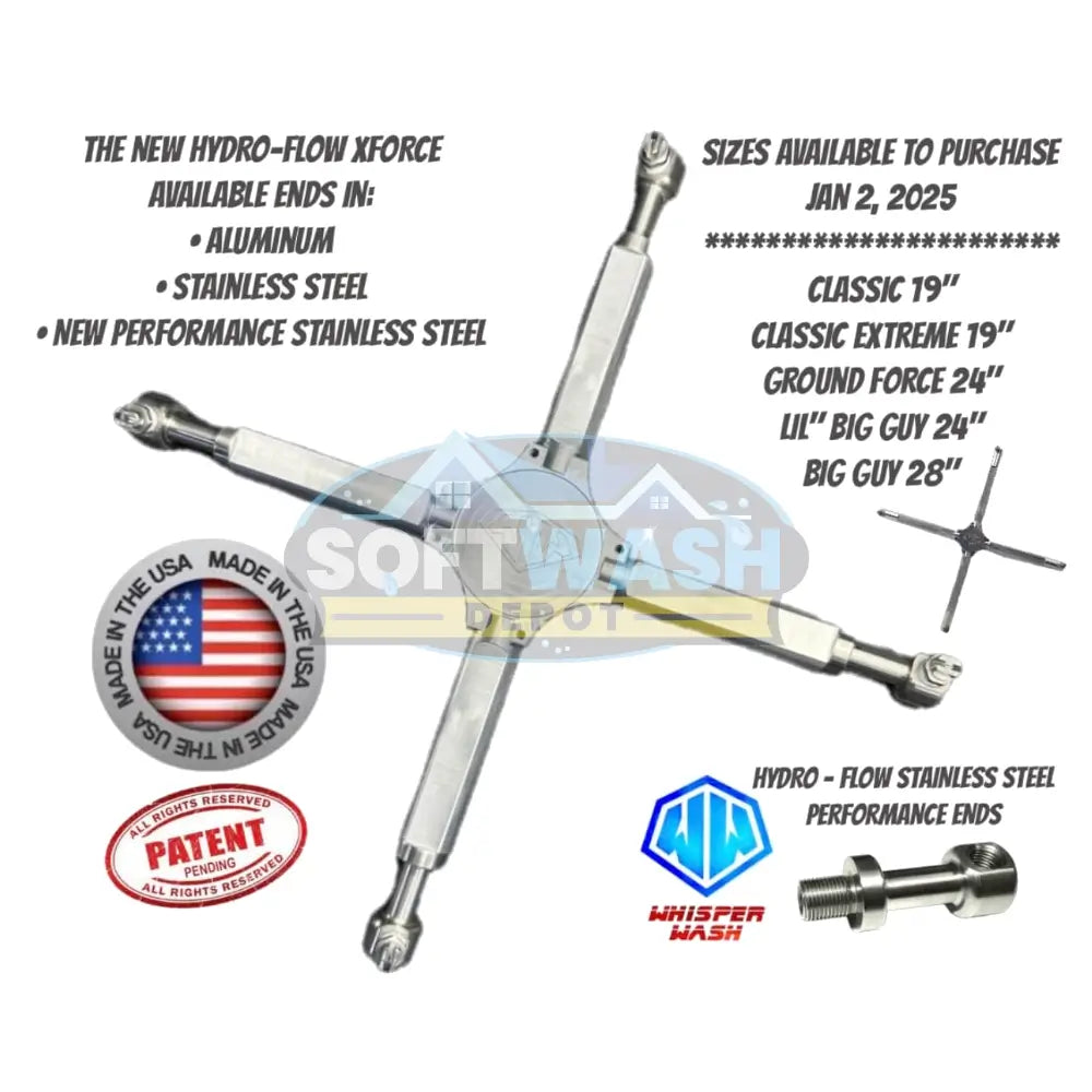 Whisper Wash XForce Stainless Steel Performance 4 Tip Surface Cleaner Bar