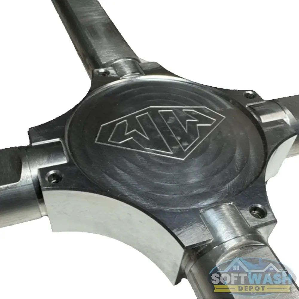 Whisper Wash XForce Stainless Steel Performance 4 Tip Surface Cleaner Bar - heavy-duty, high-efficiency spray bar made in the USA with patent-pending Hydro-Flow design for Whisper Wash surface cleaners including Classic, Ground Force, Lil’ Big Guy, and Big Guy models. - Soft Wash Depot