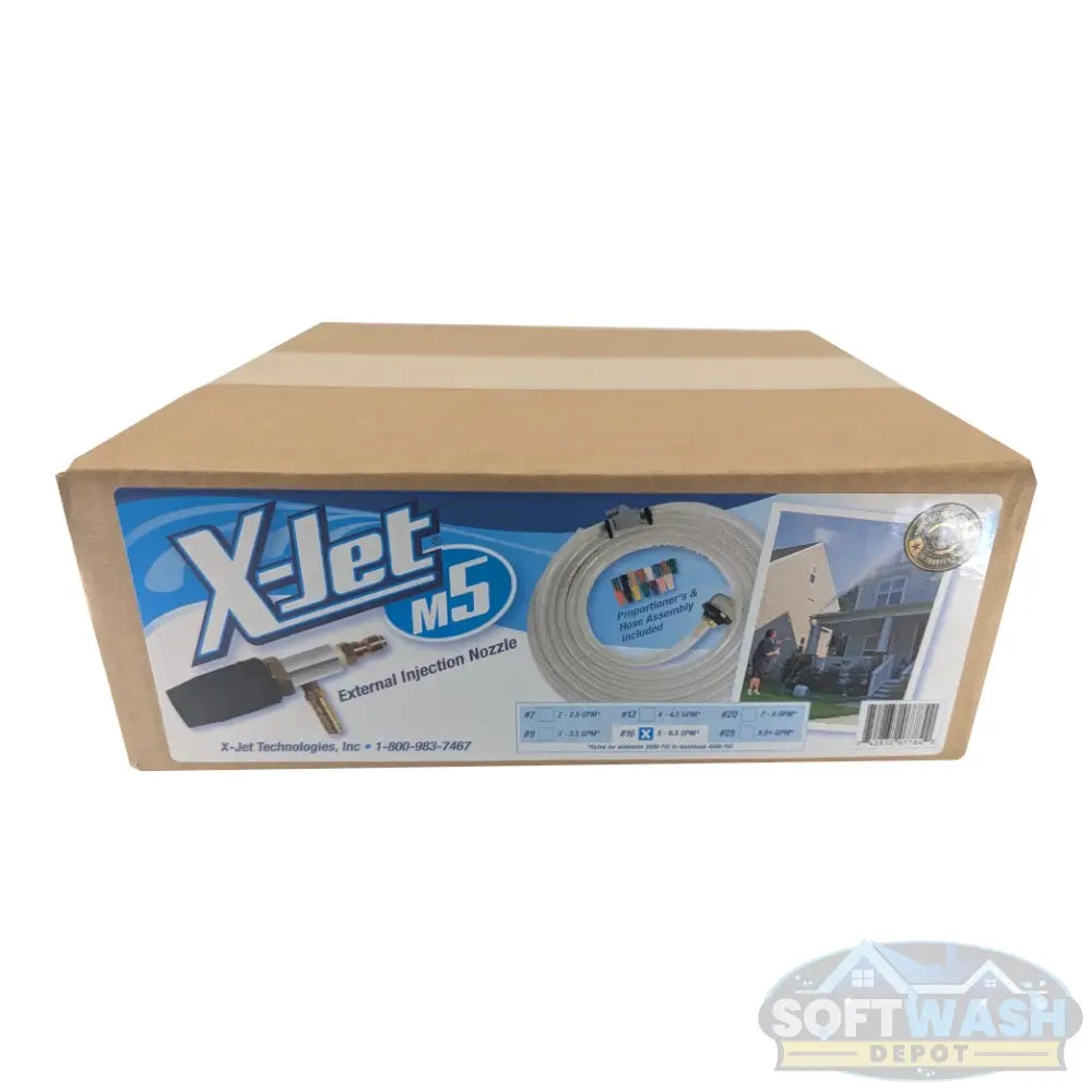 X-Jet M5 end-of-line injection system with twist nozzle for pressure washers in retail box. - Soft Wash Depot