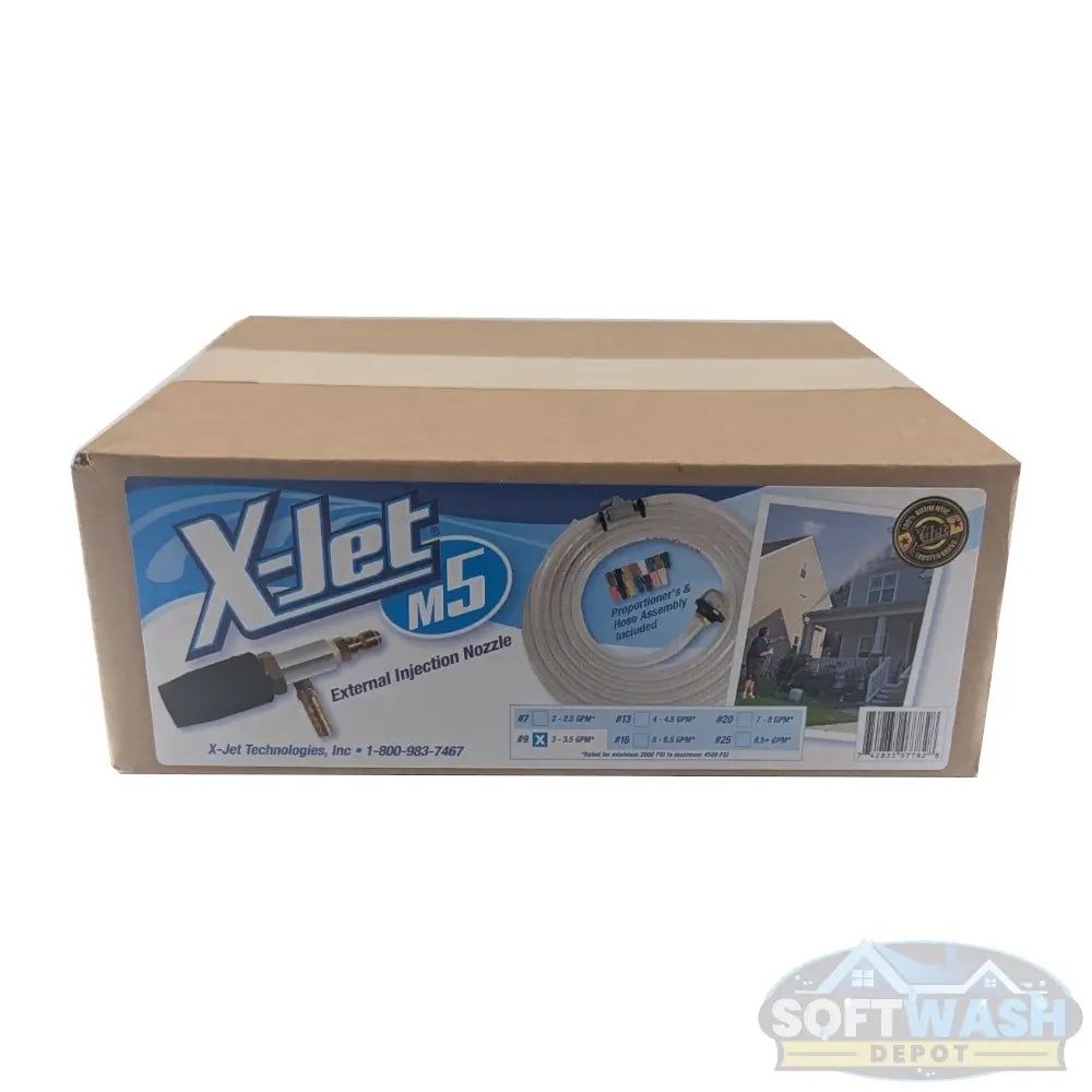 X-Jet M5 end-of-line injection system with twist nozzle for pressure washers in retail box. - Soft Wash Depot
