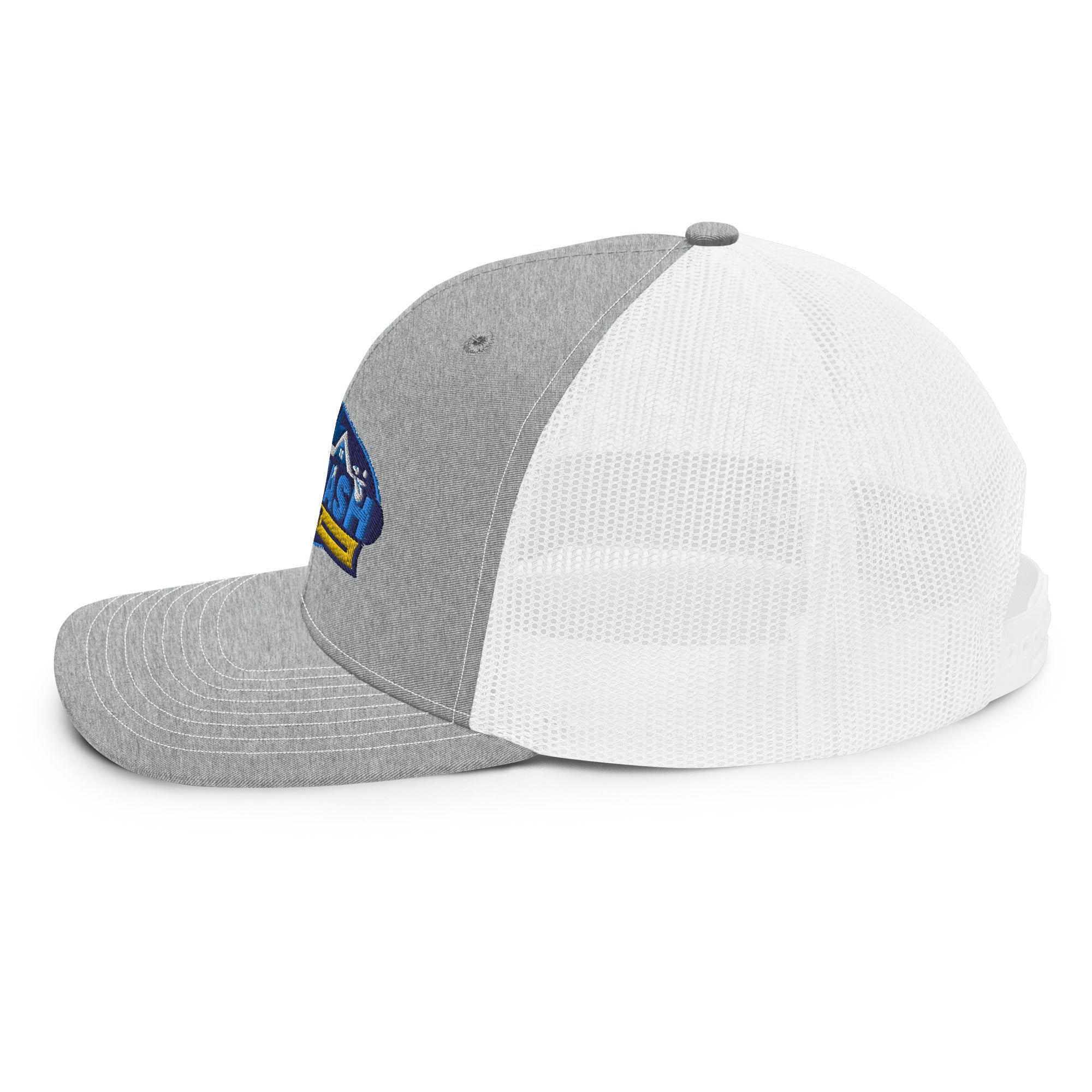 Mesh trucker hat with curved bill featuring an embroidered Soft Wash Depot logo on the front - Soft Wash Depot.