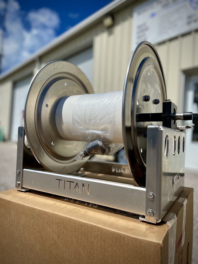 Titan 4312S 12 & 18 Full Frame Aluminum & Stainless Steel Manual Hose Reel