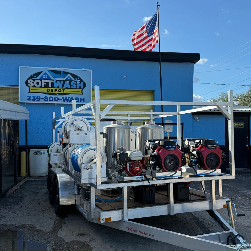 Custom pressure washing and soft washing trailer builds and skid in southwest Florida. 