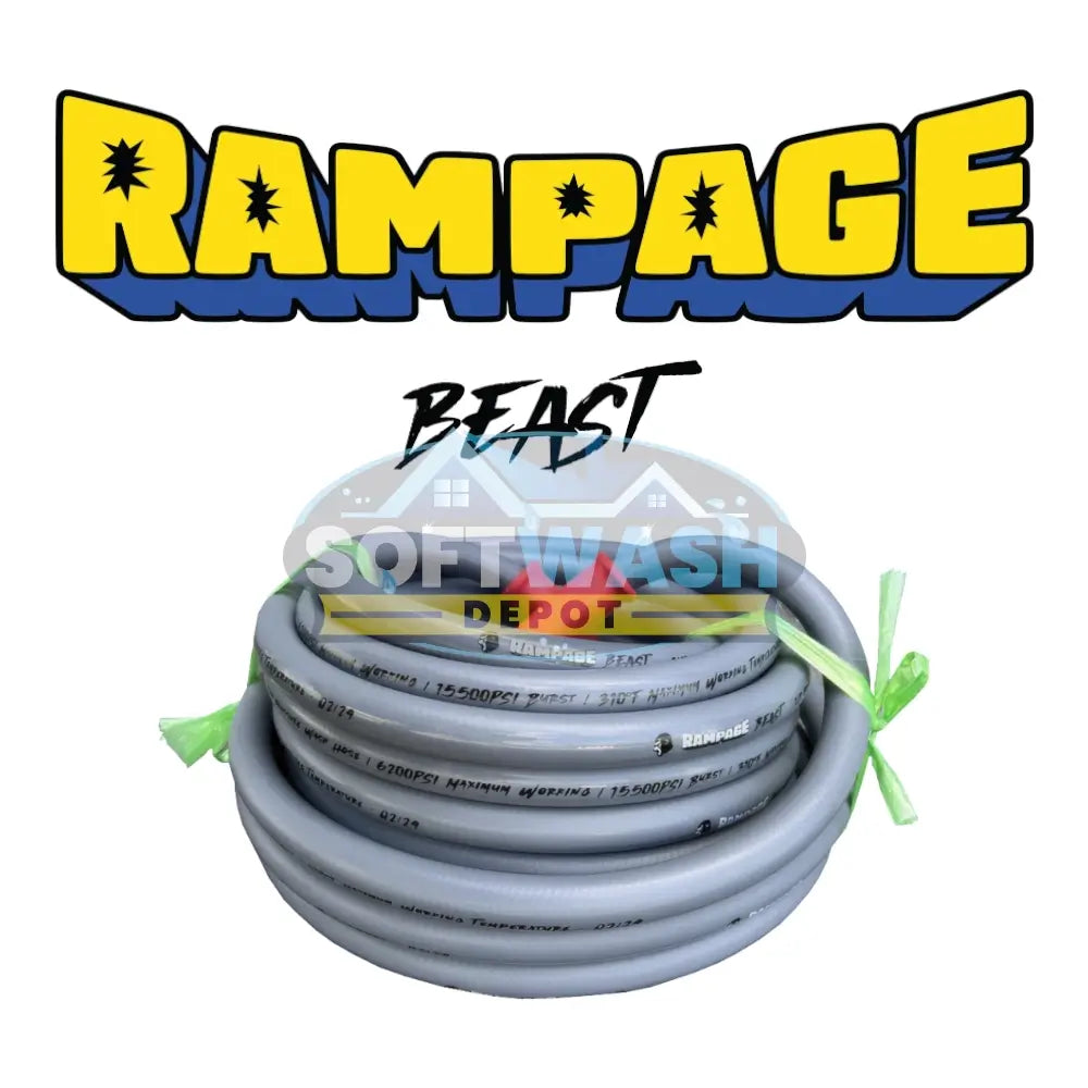 RAMPAGE BEAST 🦍 Smooth Gray 1/2" Double Wire 6200 PSI Pressure Wash Hose