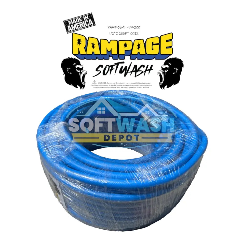 Rampage 1/2" 200' & 300' Softwash Hose w/ Crimped 1/2" NPT Ends