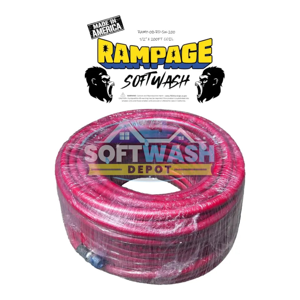 Rampage 1/2" 200' & 300' Softwash Hose w/ Crimped 1/2" NPT Ends