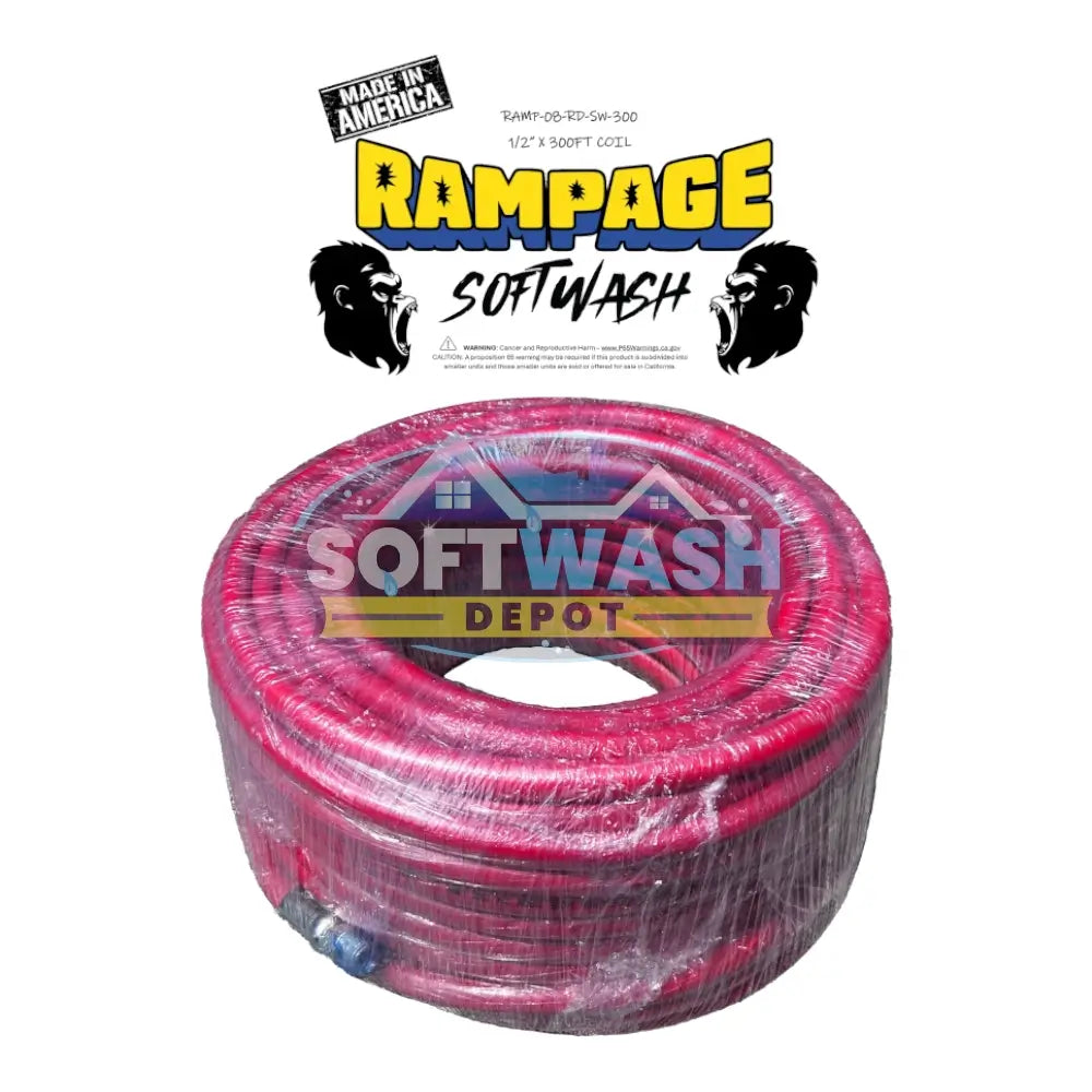 Rampage 1/2" 200' & 300' Softwash Hose w/ Crimped 1/2" NPT Ends
