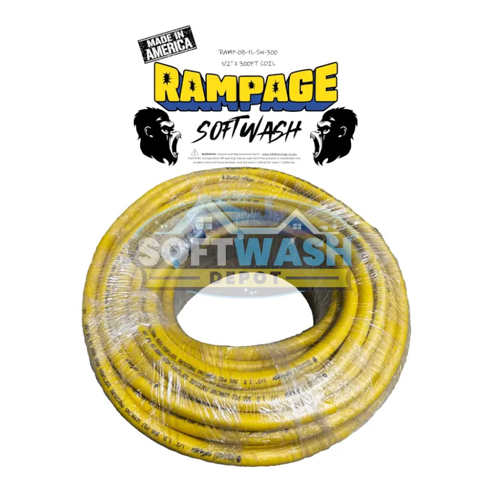 Rampage 1/2" 200' & 300' Softwash Hose w/ Crimped 1/2" NPT Ends