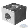 1/2 inch 3-way aluminum unloader bypass block with three NPT ports, precision machined in the USA for soft wash and pressure washing systems. - Soft Wash Depot
