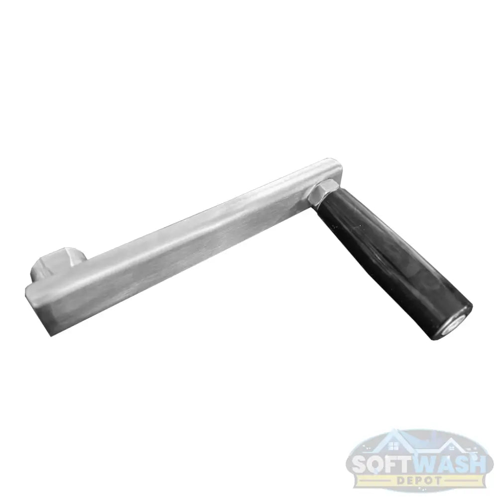 1/2" SWD stainless steel hose reel handle with black hand grip.