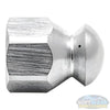1/4 inch stainless steel fixed 4.5 sewer nozzle with button nose, front jet, and three rear jets for residential drain and sewer line cleaning. - Soft Wash Depot