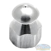 1/4 inch stainless steel fixed 4.5 sewer nozzle with button nose, front jet, and three rear jets for residential drain and sewer line cleaning. - Soft Wash Depot
