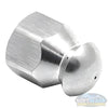 1/4 inch stainless steel fixed 4.5 sewer nozzle with button nose, front jet, and three rear jets for residential drain and sewer line cleaning. - Soft Wash Depot