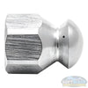 1/4 inch stainless steel fixed 8.0 sewer nozzle with button nose, front jet, and three rear jets for pressure washer sewer and drain cleaning. - Soft Wash Depot