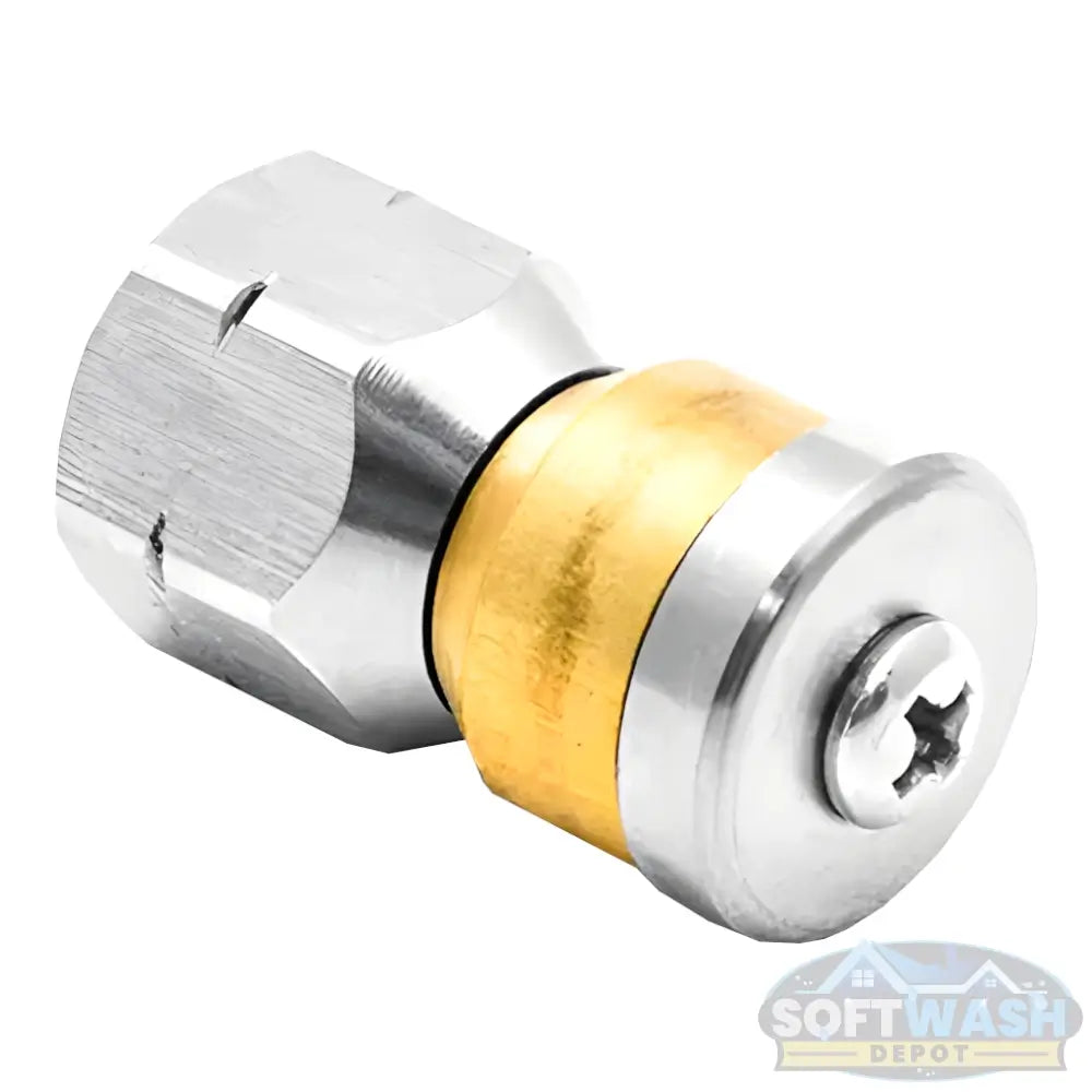 1/4 inch rotating 4.5 stainless steel sewer nozzle with rotating brass collar for pressure washer drain and sewer line cleaning. - Soft Wash Depot