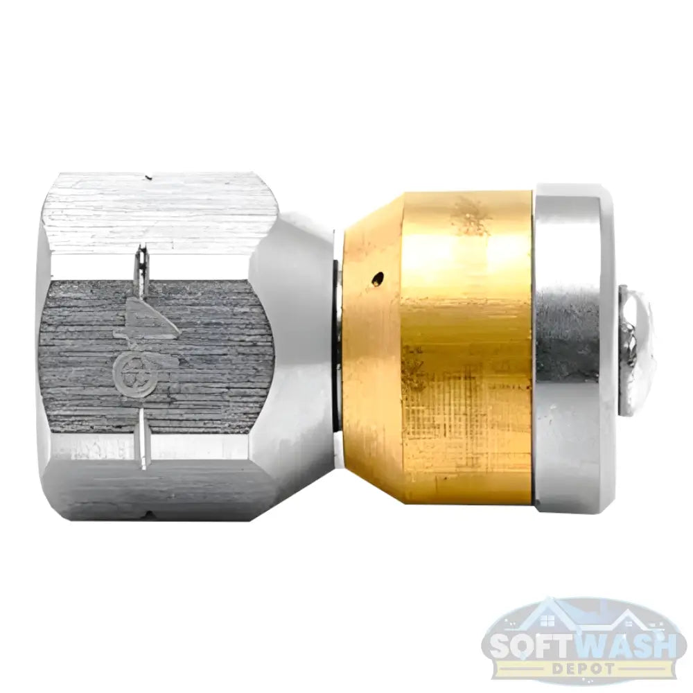 1/4 inch rotating 4.5 stainless steel sewer nozzle with rotating brass collar for pressure washer drain and sewer line cleaning. - Soft Wash Depot