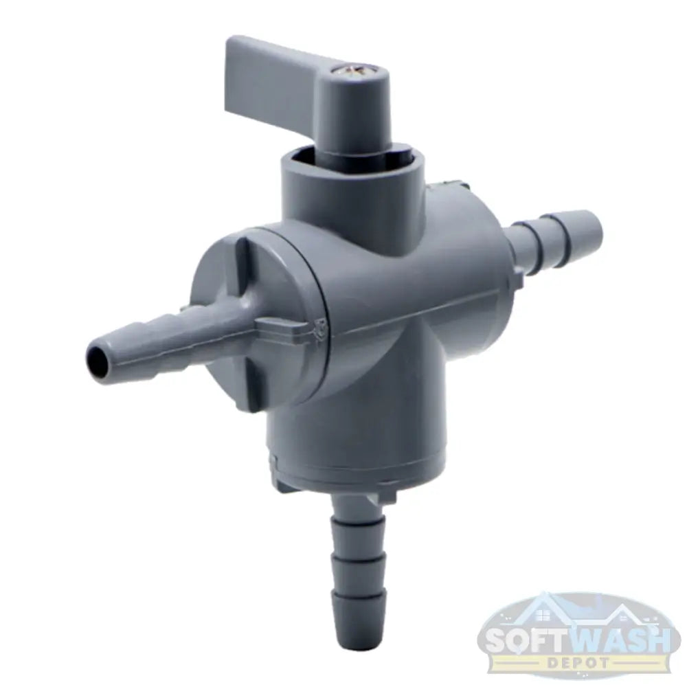 1/4" Hose Barb Series 326 3-Way PVC Ball Valve with FKM Seals