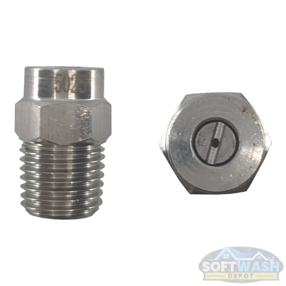 1/4" Stainless Steel Threaded 15° Nozzles - precision pressure washer spray tips for focused cleaning, durable corrosion-resistant design for professional power washing. - Soft Wash Depot