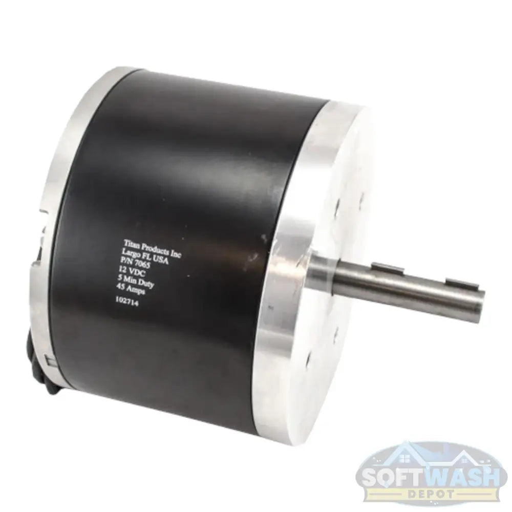 1/3 HP 12V electric hose reel motor with zinc-plated cover for Kings, Hannay, Titan, and Cox hose reels. - Soft Wash Depot