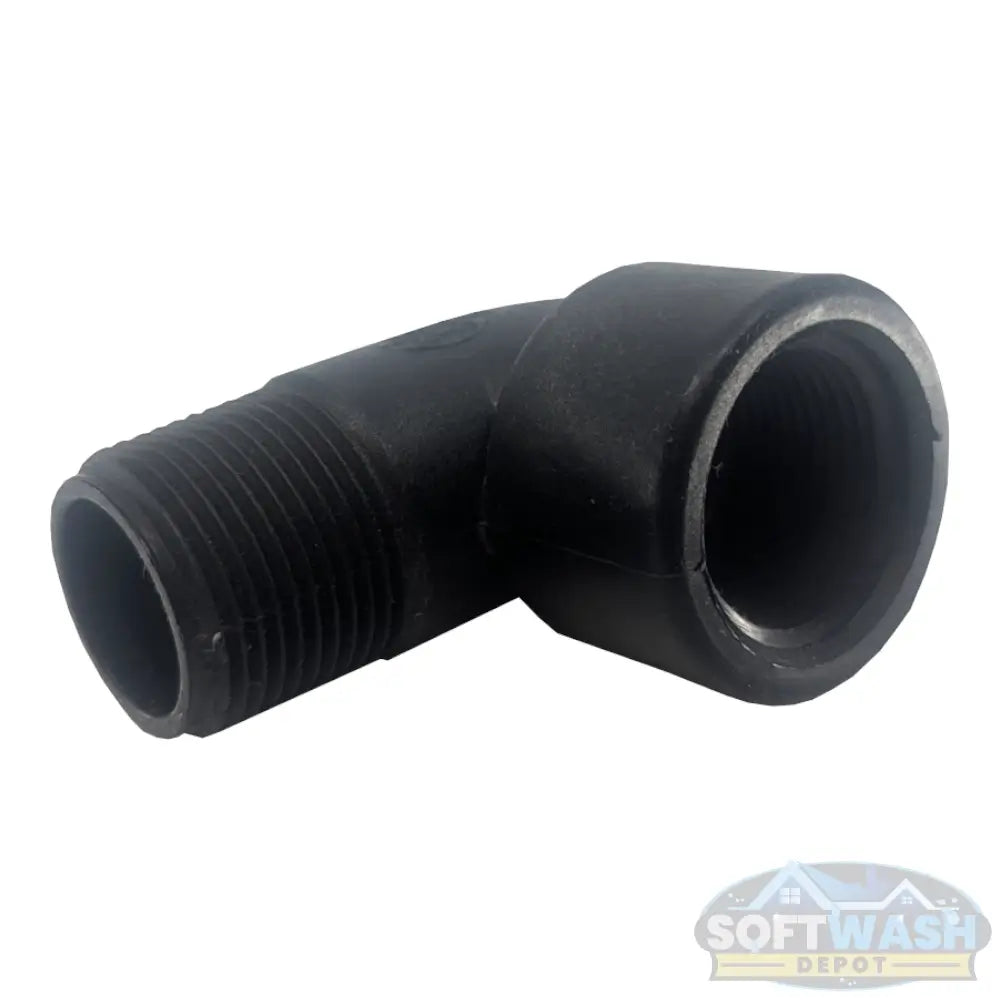 Banjo 1-inch Schedule 80 polypropylene 90-degree street elbow fitting for chemical, soft wash, and pressure washing systems. - Soft Wash Depot
