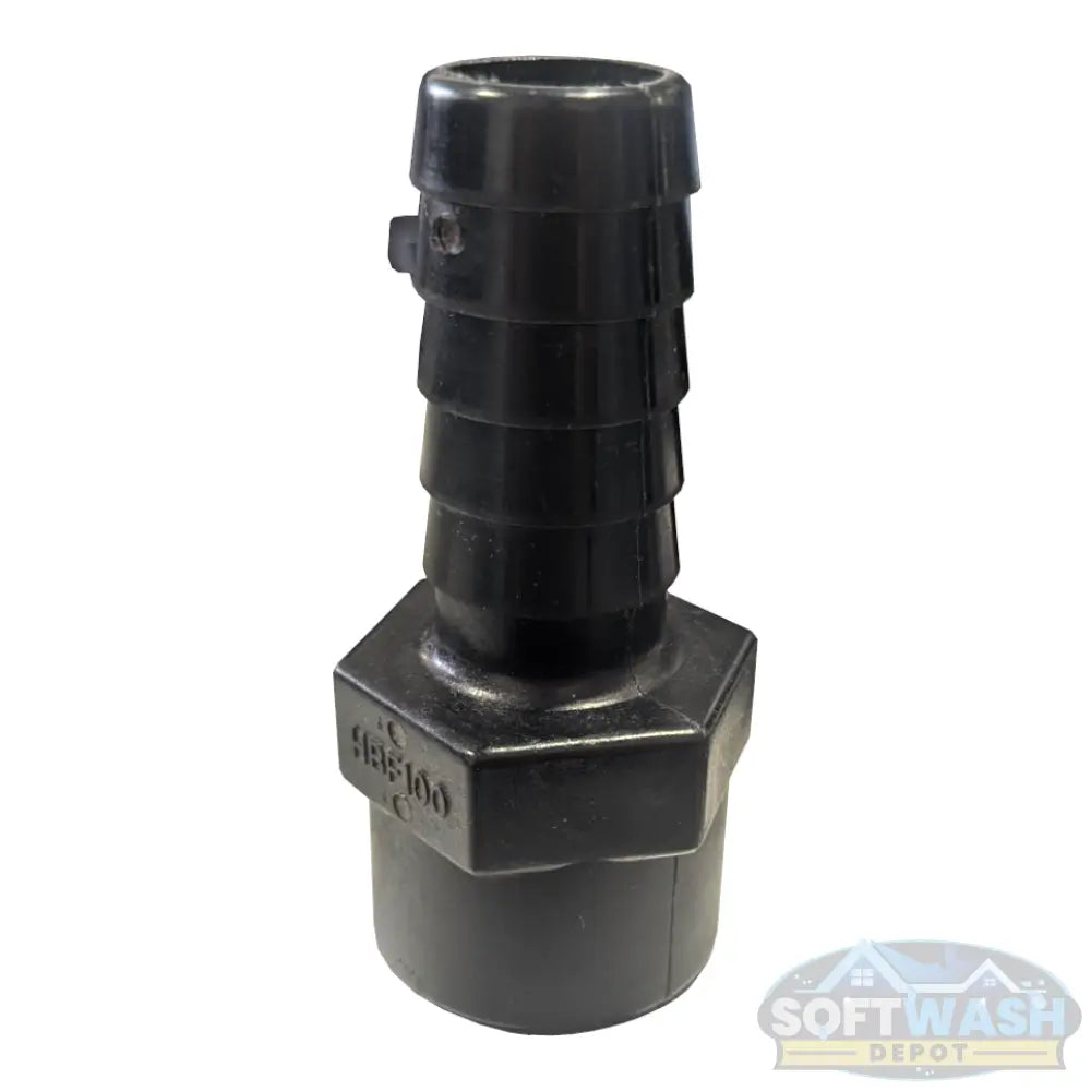 1 inch FPT x 1 inch hose barb polypropylene chemical-resistant fitting. - Soft Wash Depot