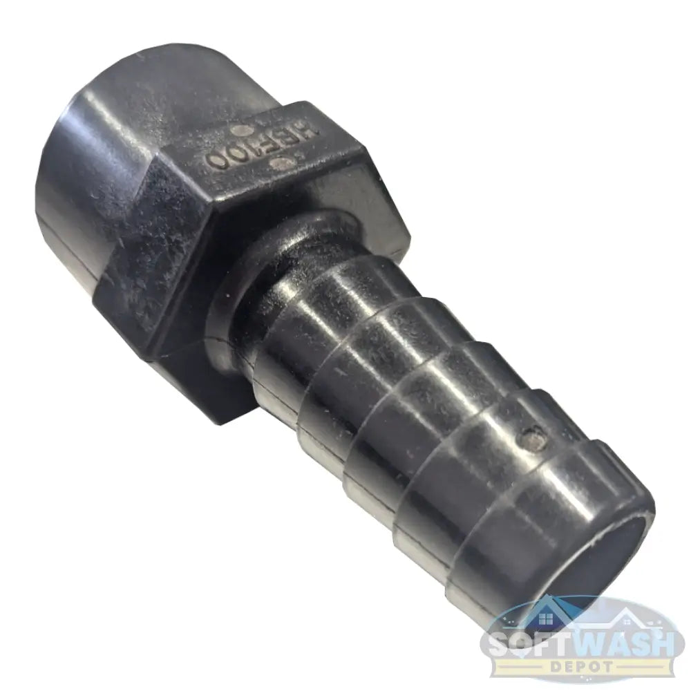 1 inch FPT x 1 inch hose barb polypropylene chemical-resistant fitting. - Soft Wash Depot