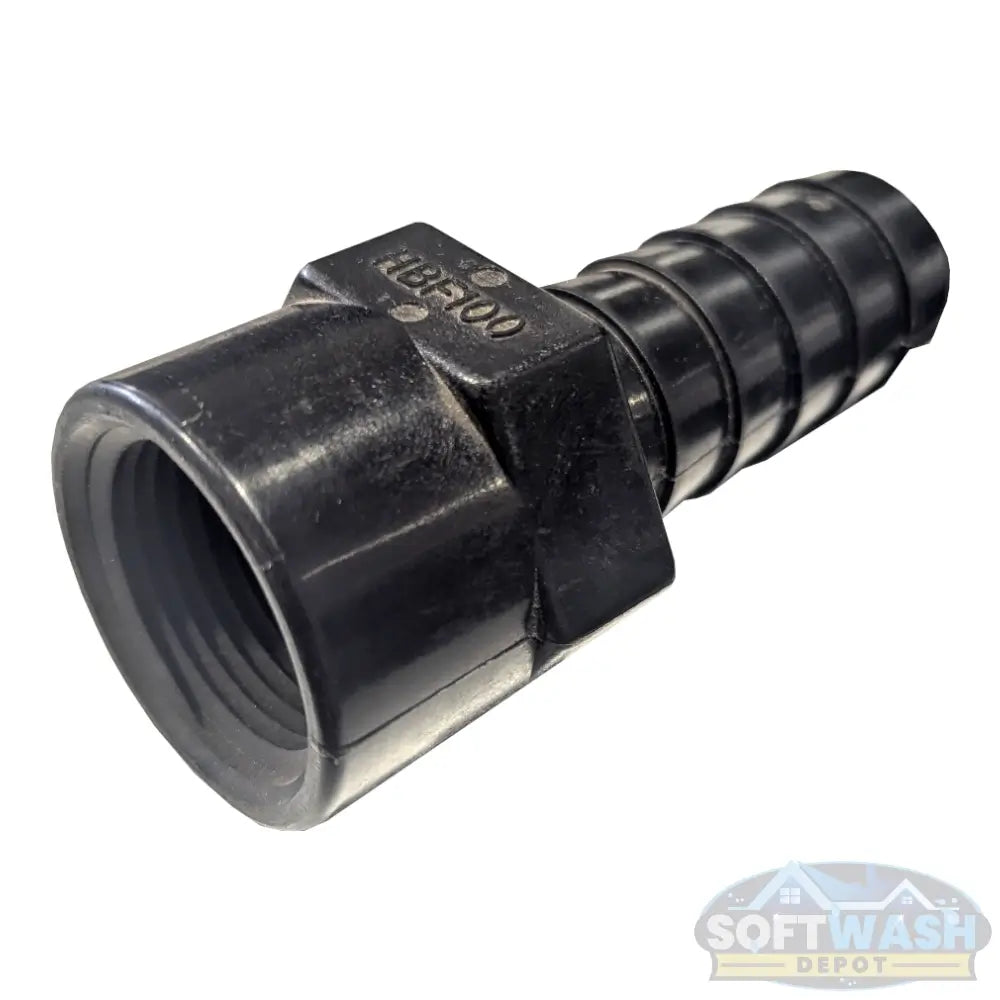 1 inch FPT x 1 inch hose barb polypropylene chemical-resistant fitting. - Soft Wash Depot