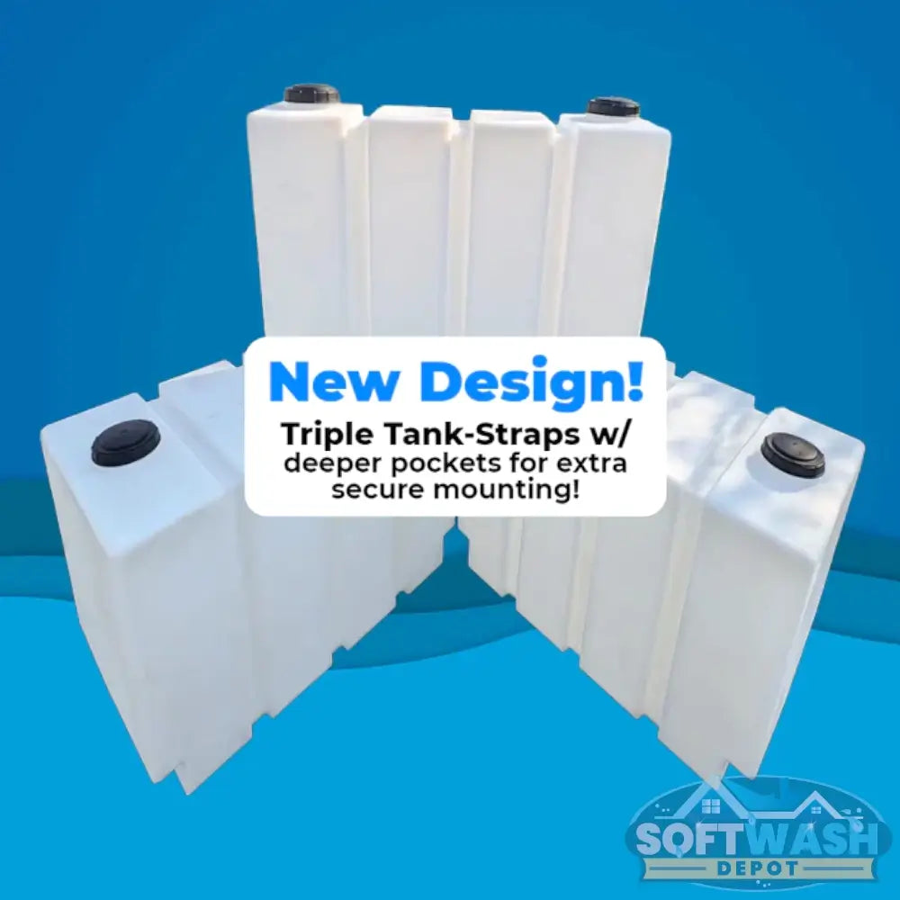200-gallon vertical slim tank with a tall, space-saving design and dual lids, built with heavy-duty double-thick walls for chemical storage in truck or trailer soft wash systems. - Soft Wash Depot